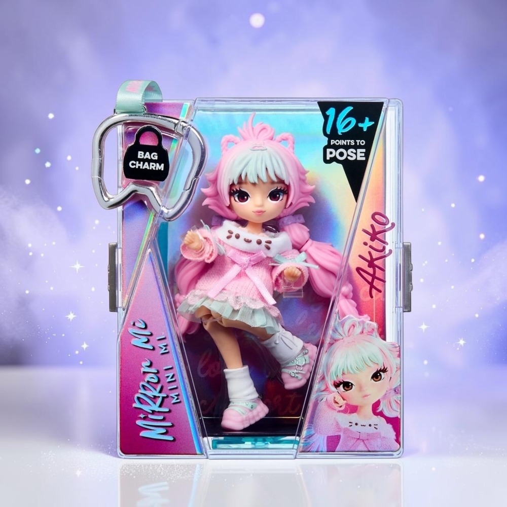 MGA Mirror Me Mini Mi Akiko Doll Pink Hair Fashion Mini Doll Bag Charm NIB
